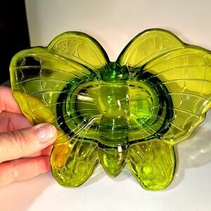 361. Viking Green Glass Butterfly Dish